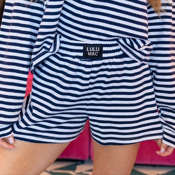 Lulu Mac Pants - Lulu Mac Navy Stripe Shorts